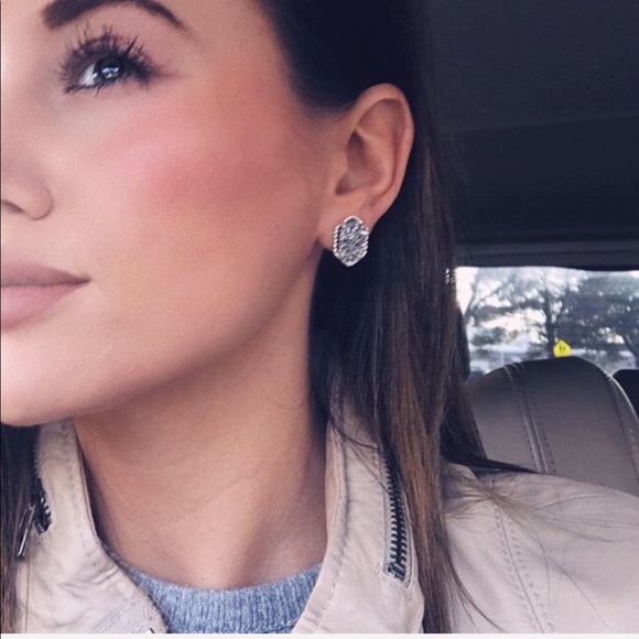 Gold & Chameleon Dainty Druzy Stud Post Earrings - Picture 3 of 4